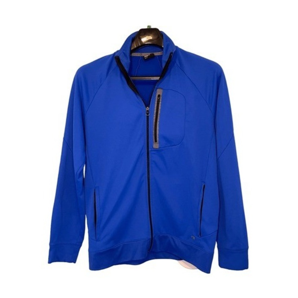 Gap Fit Dry Jacket Royal Blue Black Nylon Fleece Lined Full‎ Zip M